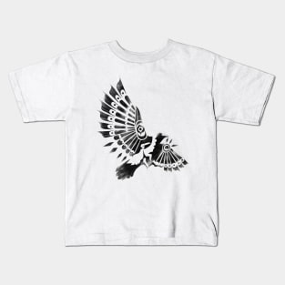 Raven Crow Shaman tribal tattoo design Kids T-Shirt